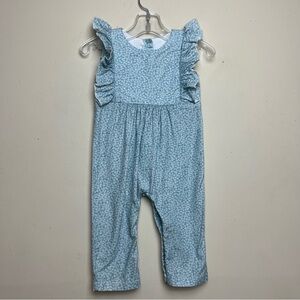 Bella Bliss Blue Floral Ruffle Cotton Longall Romper Jumpsuit Girl's 9 Months